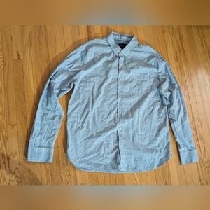 Casual Light Blue Button-Down Shirt with Chest Pocket